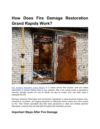 How Does Fire Damage Restoration Grand Rapids Work