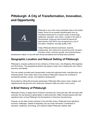 Pittsburgh_ A City of Transformation, Innovation, and Opportunity
