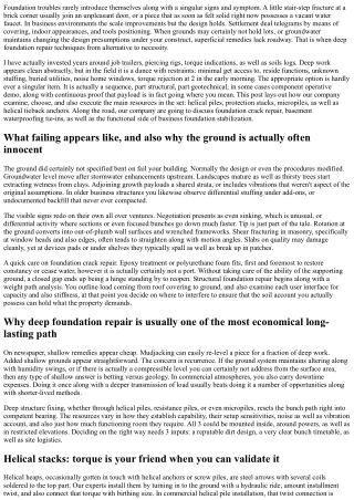 Deep Foundation Repair Techniques: Helical Piles, Micropiles, as well as More