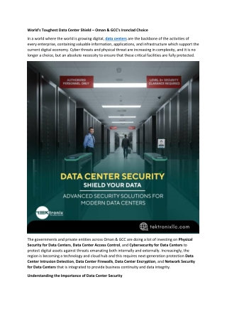 World's Toughest Data Center Shield – Oman & GCC's Ironclad Choice