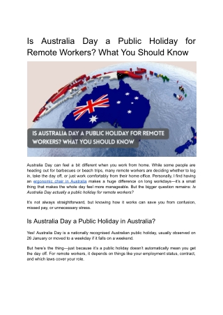 Is Australia Day a Public Holiday for Remote Workers