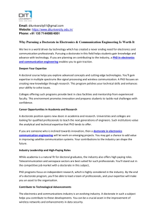 Why Pursuing a Doctorate in Electronics & Communication Engineering Is Worth It