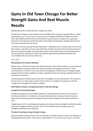 Gyms In Old Town Chicago