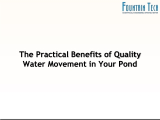 The Practical Benefits of Quality Water Movement in Your Pond