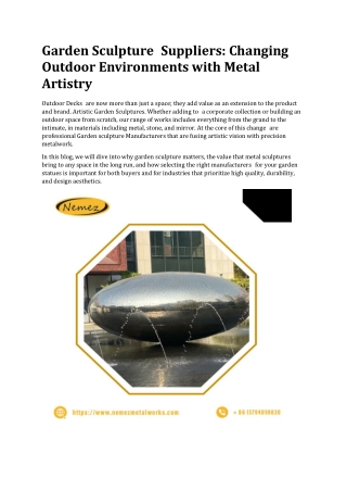 Garden Sculpture Manufacturers for Custom Metal Outdoor Art Solutions