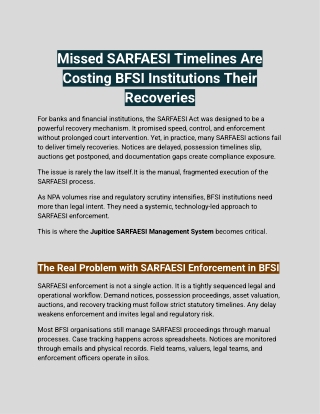 Missed SARFAESI Timelines Are Costing BFSI Institutions Their Recoveries