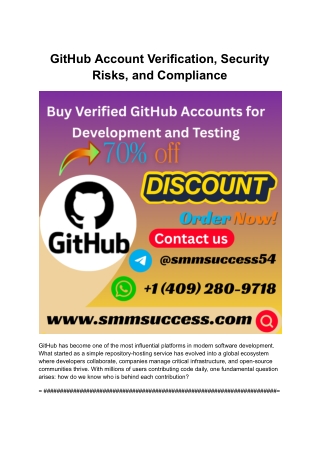 GitHub Account Verification, Security Risks, and Compliance