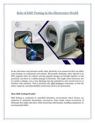 Role of ESD Testing in the Electronics World