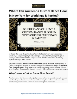 Where Can You Rent a Custom Dance Floor in New York for Weddings & Parties