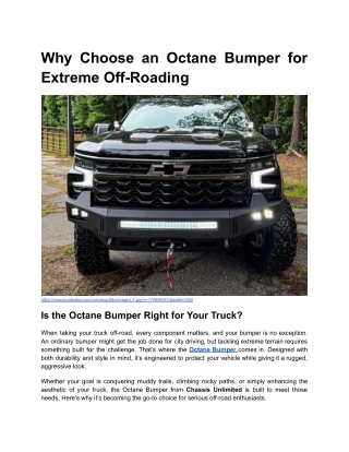 Why Choose an Octane Bumper for Extreme Off-Roading
