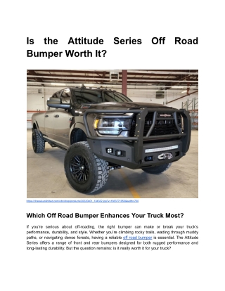 Is the Attitude Series Off Road Bumper Worth It