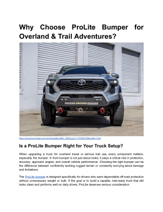 Why Choose ProLite Bumper for Overland & Trail Adventures_