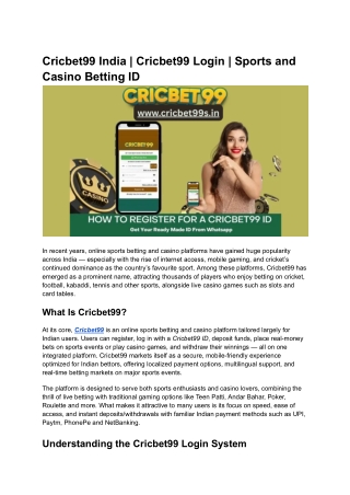 Cricbet99 India _ Cricbet99 Login _ Sports and Casino Betting ID