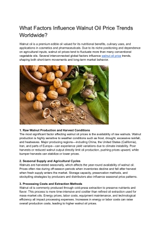 What Factors Influence Walnut Oil Price Trends Worldwide