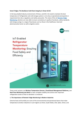 Smart Fridges - The Backbone Cold Chain Integrity in Oman & GCC