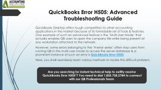 Easy Ways to Troubleshoot QuickBooks Error H505