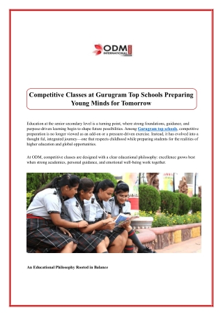 Competitive Classes at Gurugram Top Schools Preparing Young Minds for Tomorrow