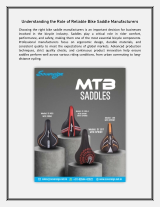 Understanding the Role of Reliable Bike Saddle Manufacturers