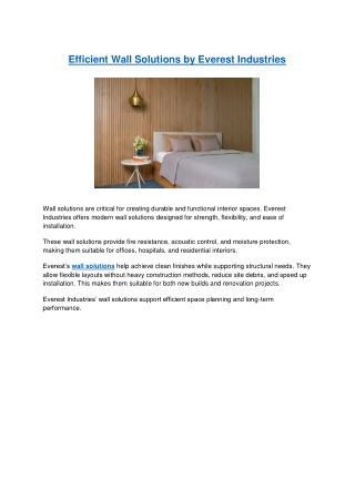 Efficient Wall Solutions by Everest Industries