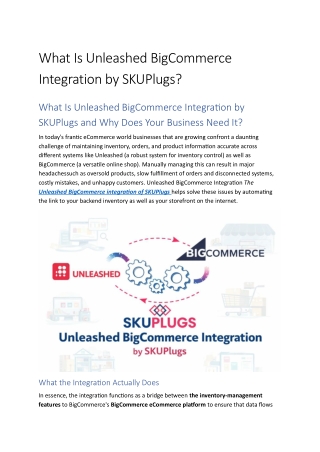 What Is Unleashed BigCommerce Integration by SKUPlugs