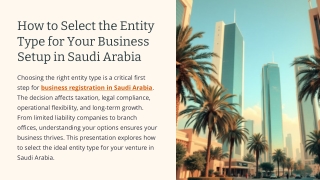 How to Select the Entity Type for Your Business Setup in Saudi Arabia