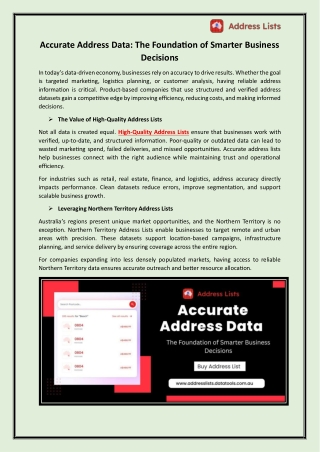 Accurate Address Data - The Foundation of Smarter Business Decisions