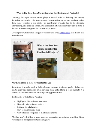 Who is the Best Kota Stone Supplier for Residential Projects