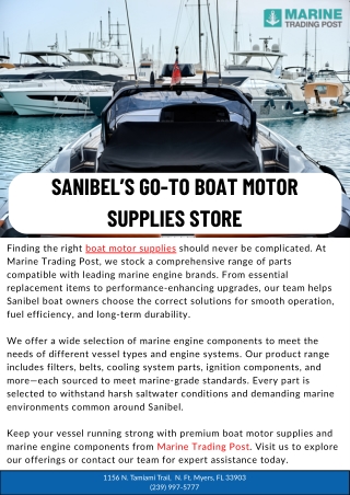 Sanibel’s Go-To Boat Motor Supplies Store