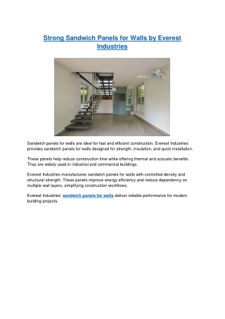 Strong Sandwich Panels for Walls by Everest Industries