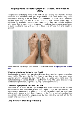 Bulging Veins in Feet: Symptoms, Causes, and When to Worry