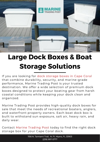 Large Dock Boxes & Boat Storage Solutions