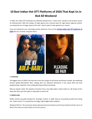 10 Best Indian Hot OTT Platforms of 2026 That Kept Us in Bed All Weekend