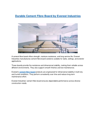 Durable Cement Fibre Board by Everest Industries