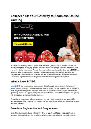Laser247 ID_ Your Gateway to Seamless Online Gaming