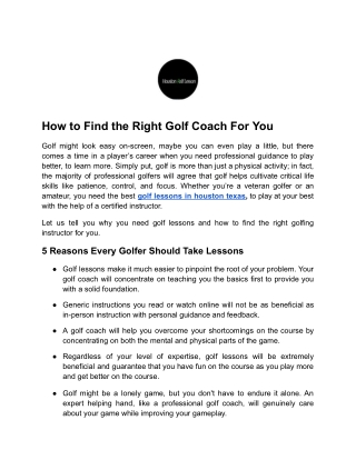 How to Find the Right Golf Coach For You
