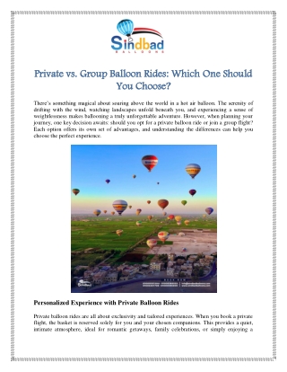 Private vs. Group Balloon Rides Which One Should You Choose
