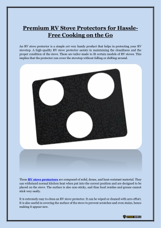 Premium RV Stove Protectors for Hassle-Free Cooking on the Go