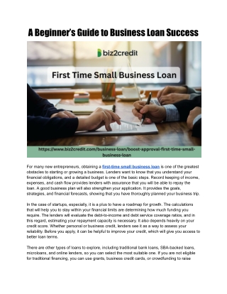 A Beginner’s Guide to Business Loan Success
