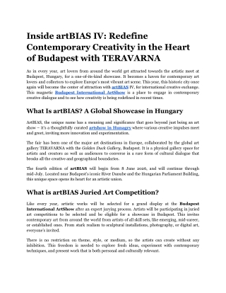 Inside artBIAS IV: Redefine Contemporary Creativity in the Heart of Budapest wit
