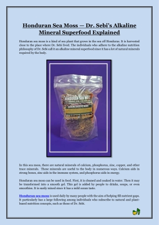 Honduran Sea Moss — Dr. Sebi’s Alkaline Mineral Superfood Explained