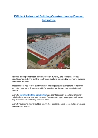 Efficient Industrial Building Construction by Everest Industries