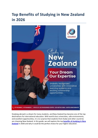 Top Benefits of Studying in New Zealand in 2026