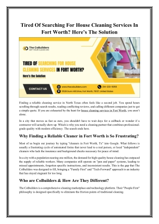 Looking for Reliable House Cleaning in Fort Worth? We’ve Got You Covered