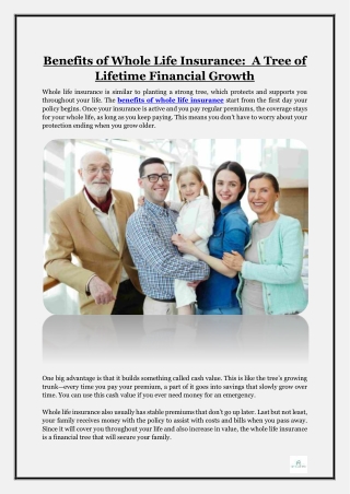 Benefits of Whole Life Insurance- A Tree of Lifetime Financial Growth