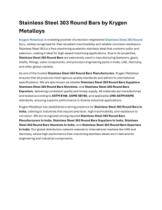 Stainless Steel 303 Round Bars