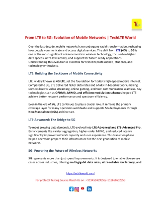 From LTE to 5G: Evolution of Mobile Networks | TechLTE World