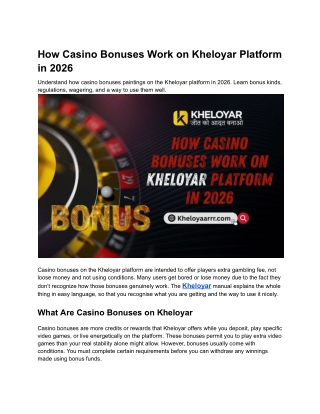 How Casino Bonuses Work on Kheloyar Platform in 2026