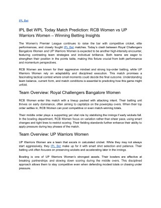 RCB Women vs UP Warriors Women – Winning Betting Insights