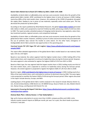 Denim Fabric Market Growth Outlook Shows Strong CAGR