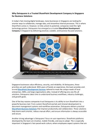 Why Dotsquares Is a Trusted SharePoint Development Company in Singapore for Business Solutions